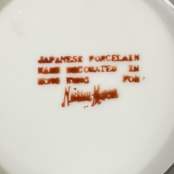 VTG Japanese Porcelain Ware Hand painted Dish Encased in Pewter Neiman Marcus - Picture 7 of 8